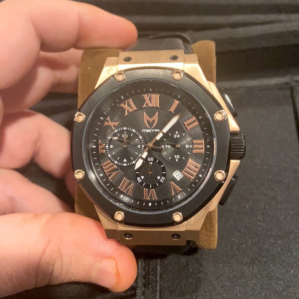 Men's Black and Gold Watch